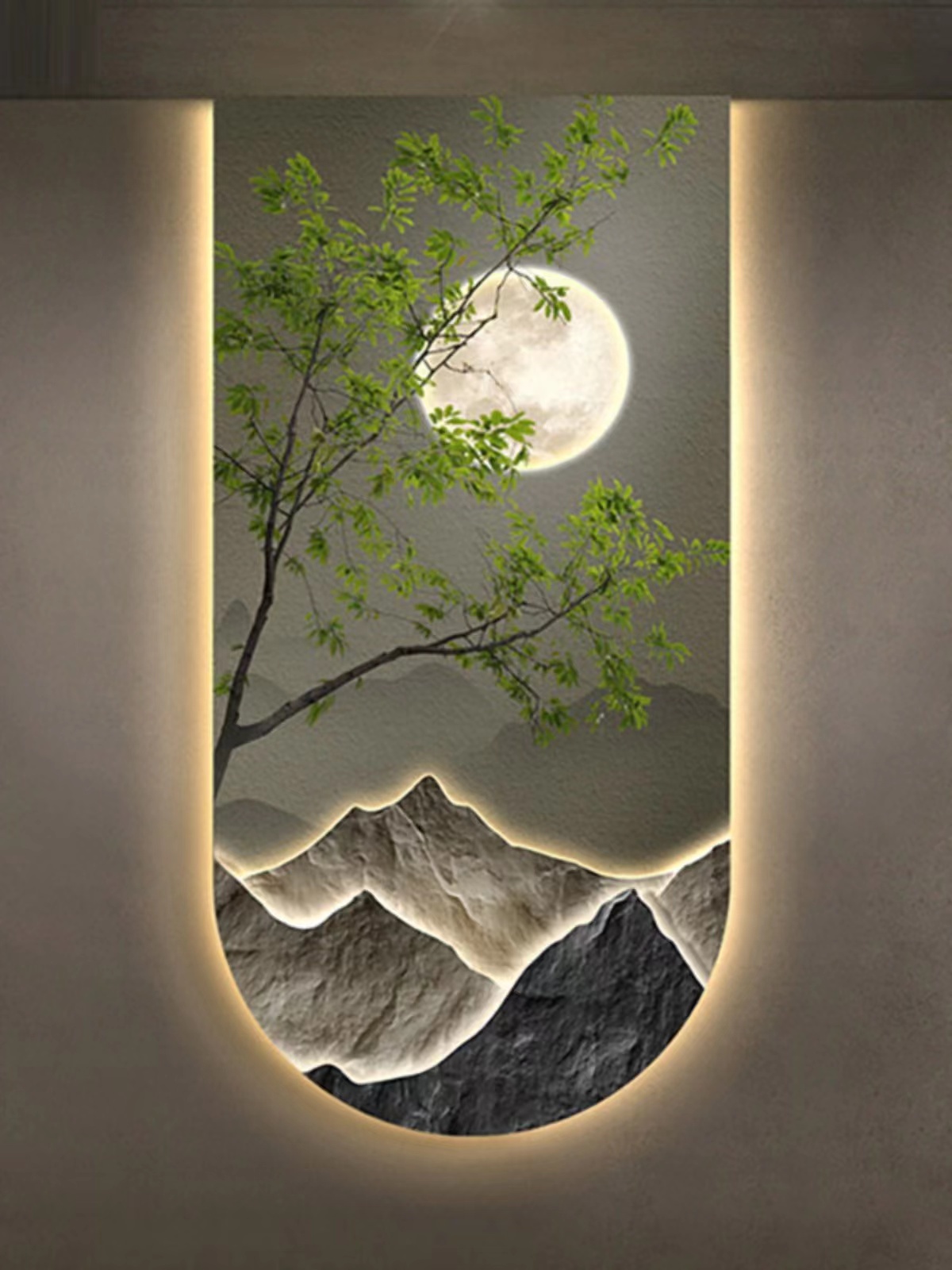 Hanging Moon Lamp - لوحات معلقة مزخرفة مع أضواء ،
