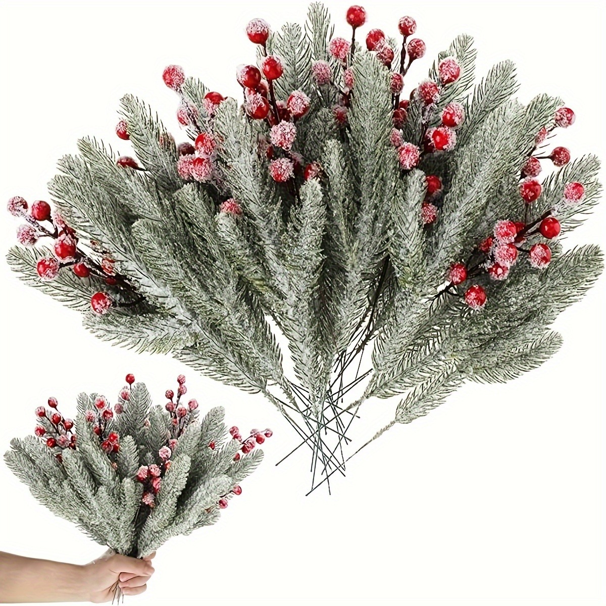 Home Decor Xmas Gifts - سنو وايت الاصطناعي الصنوبر إبرة التوت