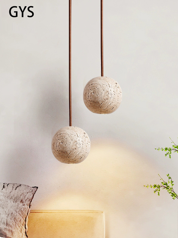 Hanging Moon Lamp - قلادة Led مصباح الحجر الأصفر الترافرتين