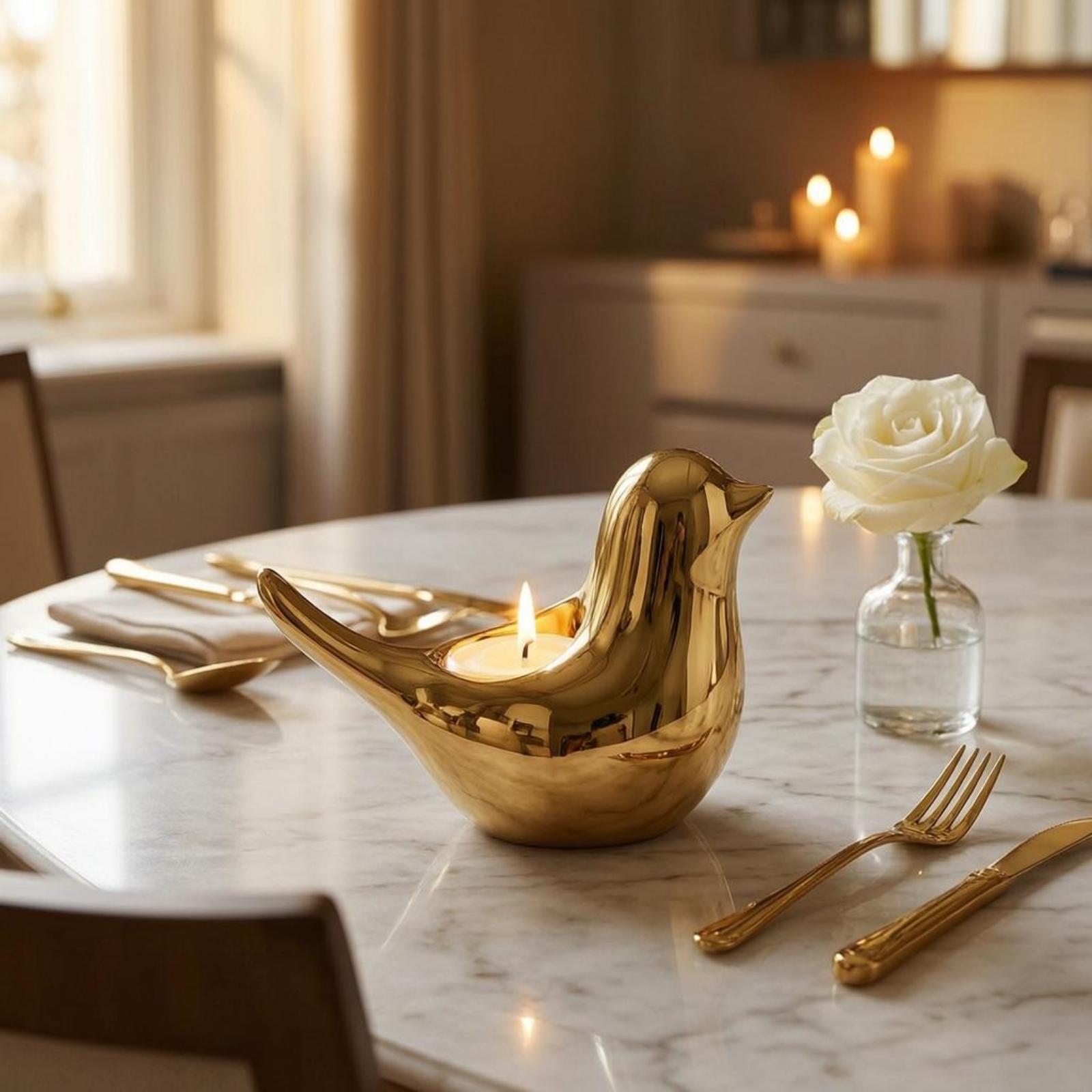 Home Decor Mirror - حامل شموع على شكل طائر، حامل