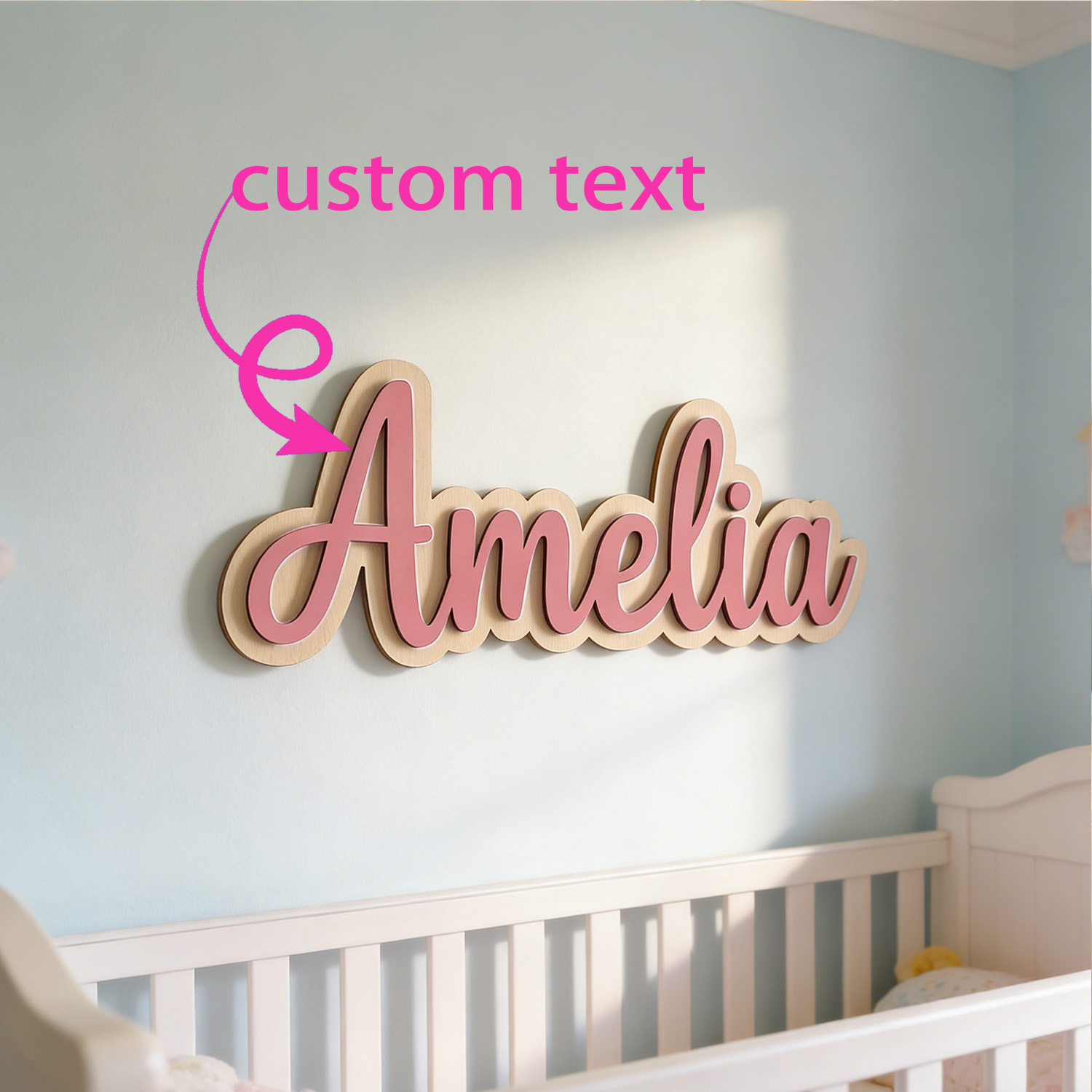 Home Decor For Wedding - لافتة خشبية مخصصة ذات طبقتين تحمل