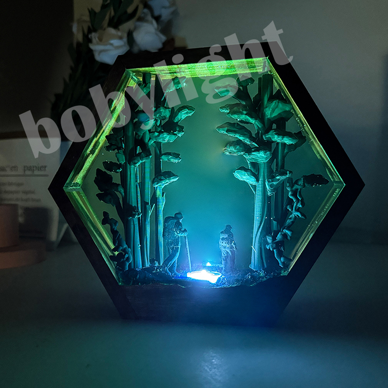 Home Decor Resin - مصباح طاولة على شكل متنزه، إضاءة