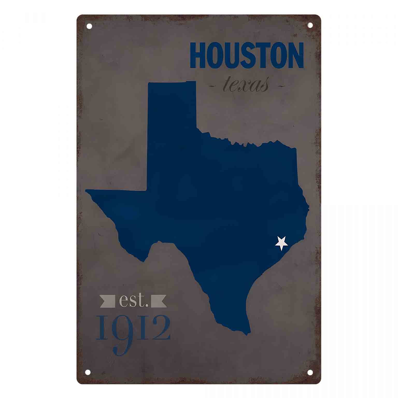 Home Decor Houston - لافتة معدنية مسطحة ثنائية الأبعاد بتصميم