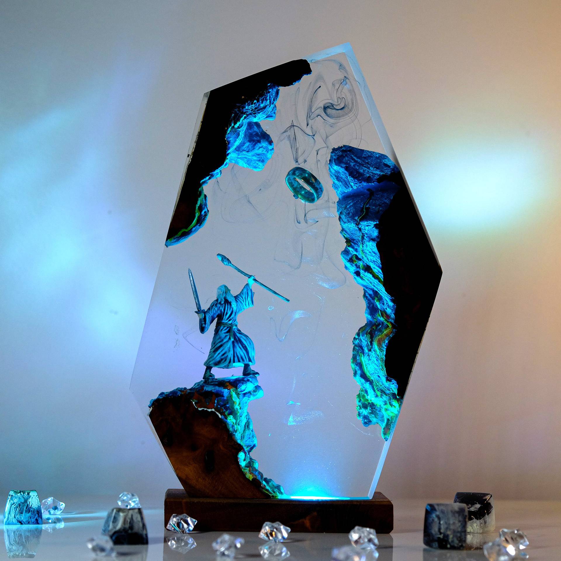 Home Decor Resin - مصباح طاولة على شكل مشهد من