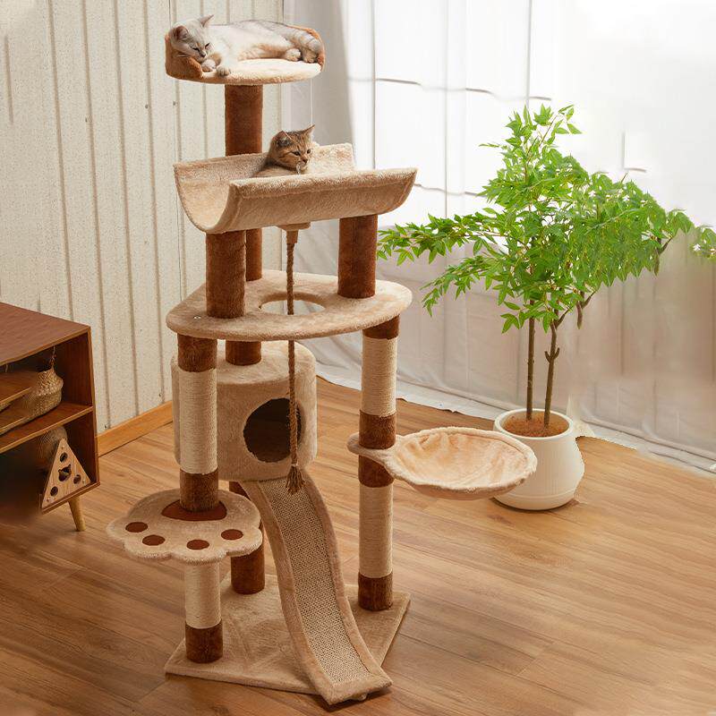 Home Decor Kota - برج قطط فاخر خشبي متعدد المستويات