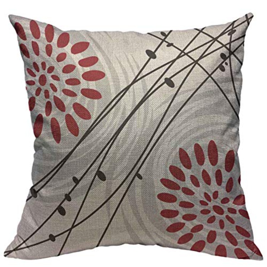 Decorative Throw Pillow - أغطية وسائد زخرفية بتصميم زهور حمراء