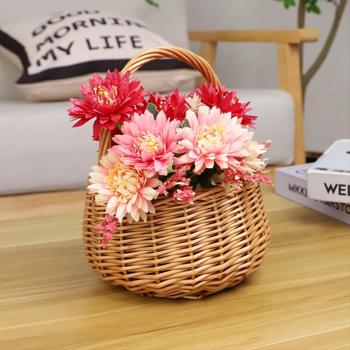 سلة نزهة من الخوص مع مقبض، سلة - مراجعة Home Decor For Wedding وسعره