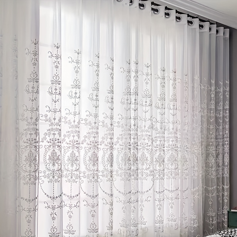 ستارة شفافة بيضاء مطرزة بنمط ز - مراجعة Yarn Home Decor وسعره