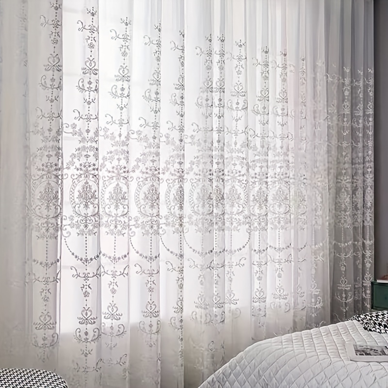 ستارة شفافة بيضاء مطرزة بنمط ز - مراجعة Yarn Home Decor وسعره