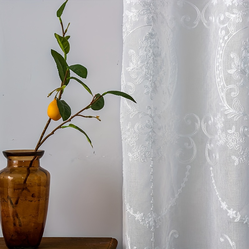 ستارة شفافة بيضاء مطرزة بنمط ز - مراجعة Yarn Home Decor وسعره