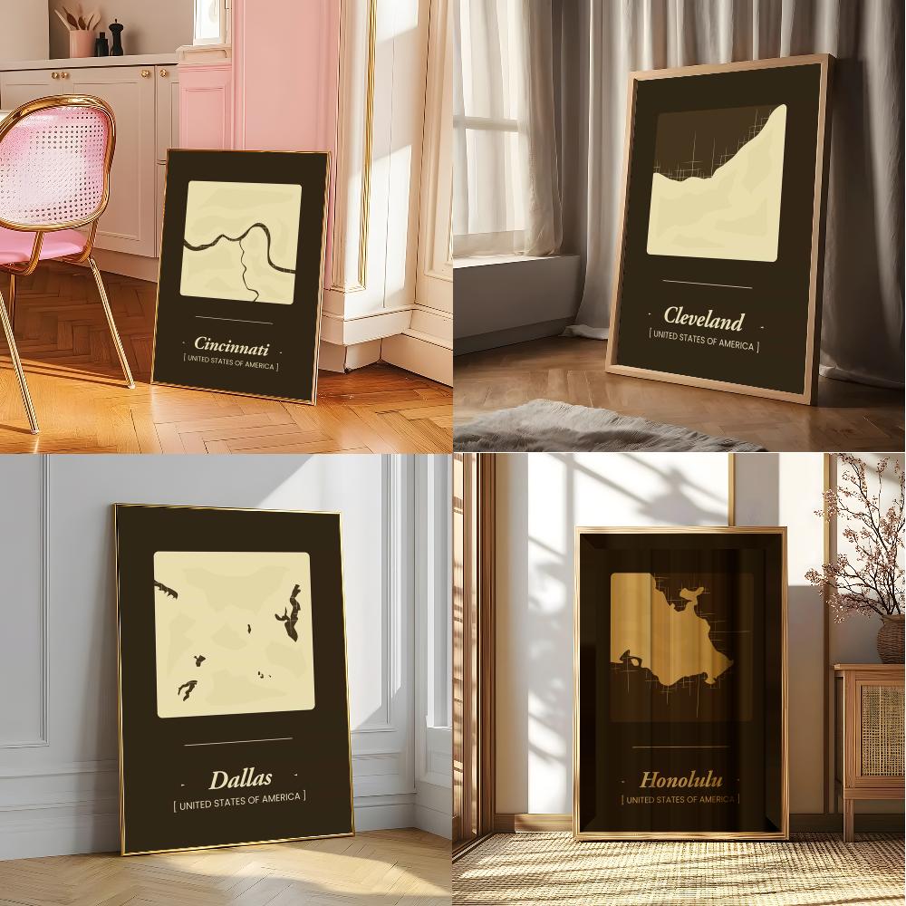 ملصقات خريطة مدن بوسطن وهيوستن - مراجعة Home Decor Houston وسعره