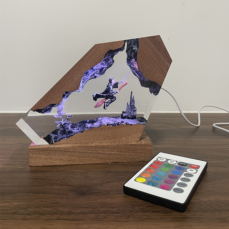 مصباح ليلي من الخشب والراتنج ا - مراجعة Home Decor Resin وسعره