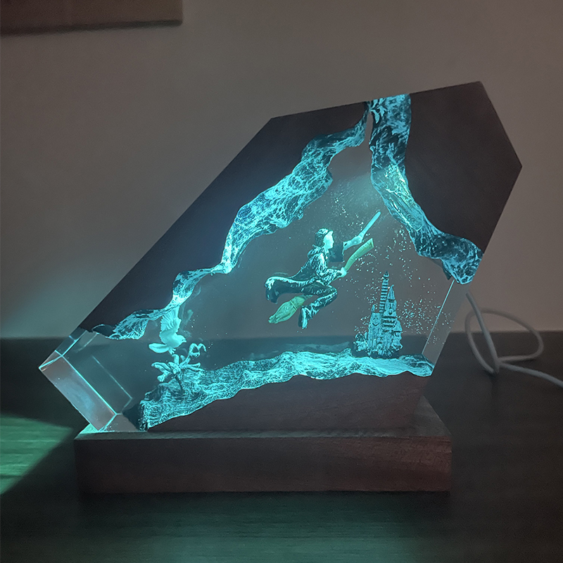 مصباح ليلي من الخشب والراتنج ا - مراجعة Home Decor Resin وسعره