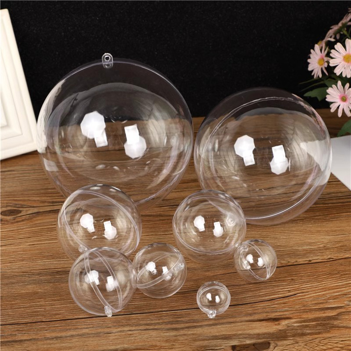 1-20 سنتيمتر كرات شفافة جوفاء  - مراجعة Home Decor Xmas Gifts وسعره