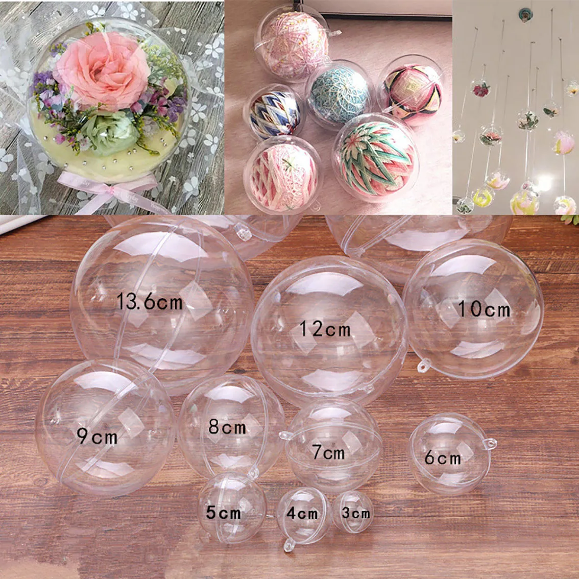 1-20 سنتيمتر كرات شفافة جوفاء  - مراجعة Home Decor Xmas Gifts وسعره