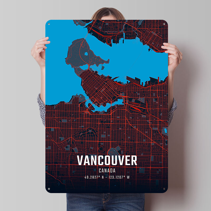 لوحة معدنية لخريطة مدينة فانكو - مراجعة Home Decor Vancouver وسعره