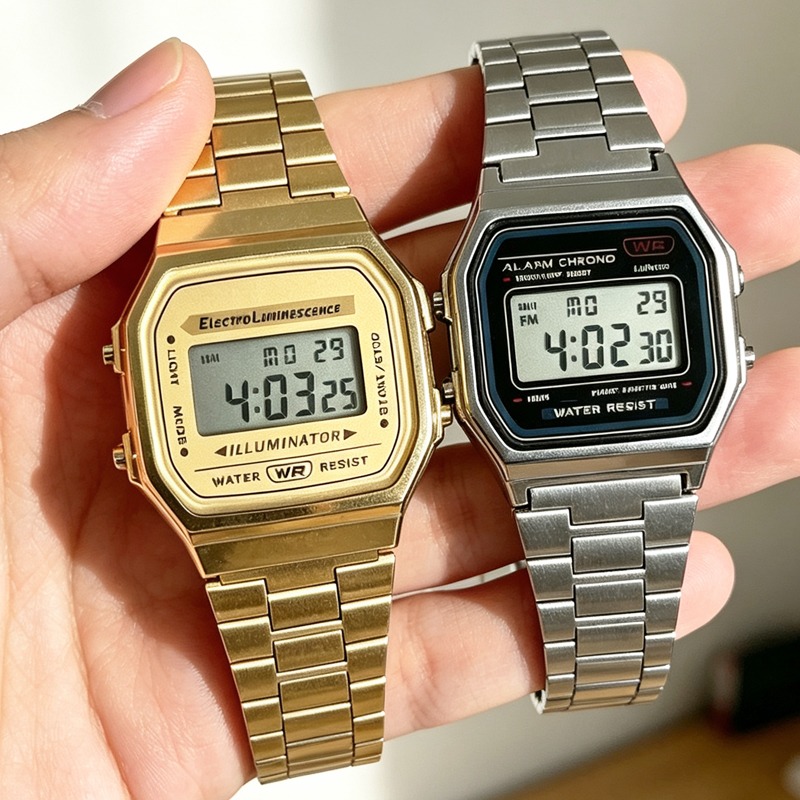 ساعة يد F91W مقاومة للماء بتصم - مراجعة Vintage Alarm Clock وسعره