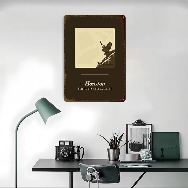 لوحة معدنية مخصصة لخريطة مدينة - مراجعة Home Decor Houston وسعره